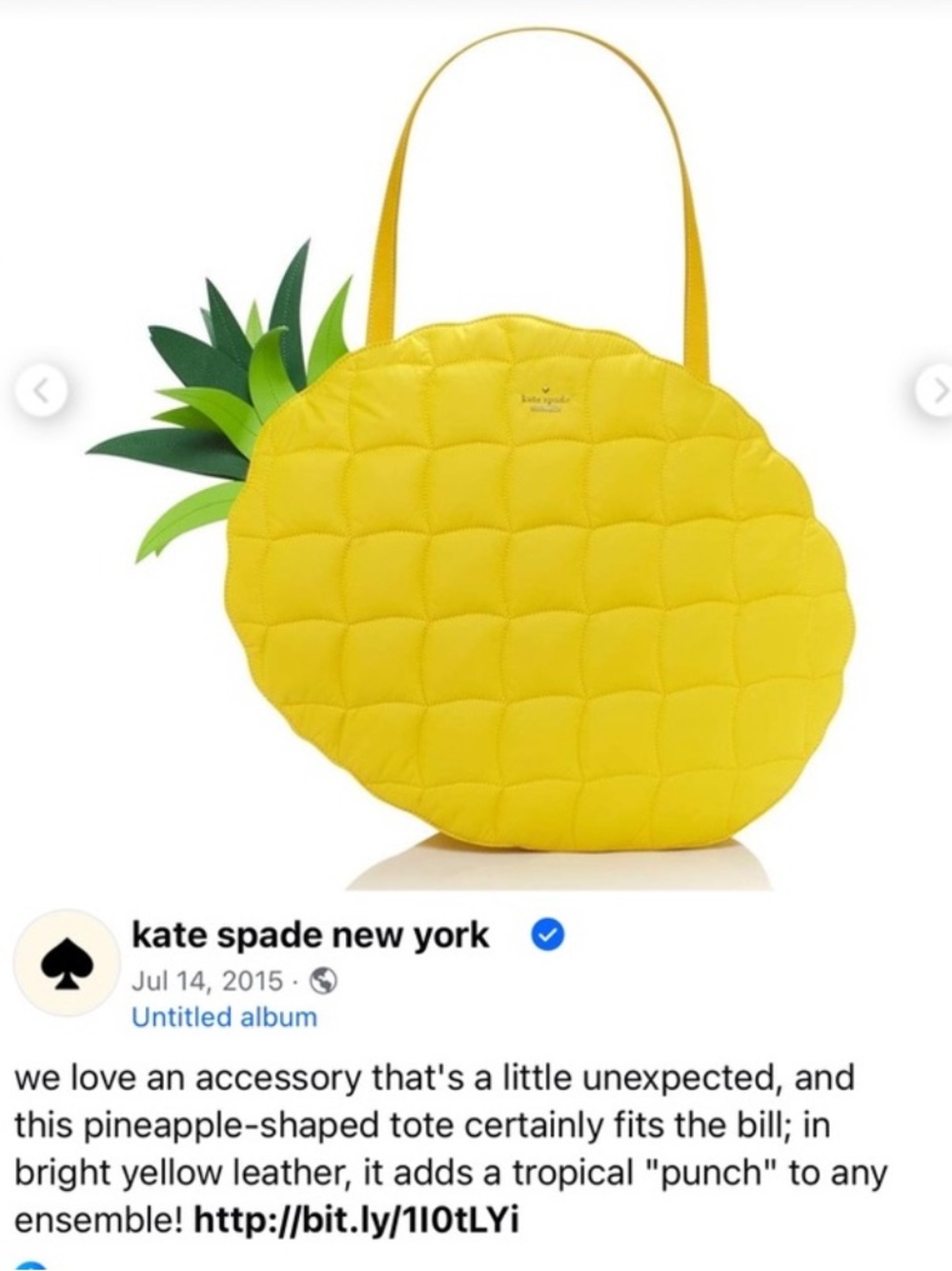Kate Spade New York Wing It Pineapple Shoulder Tote